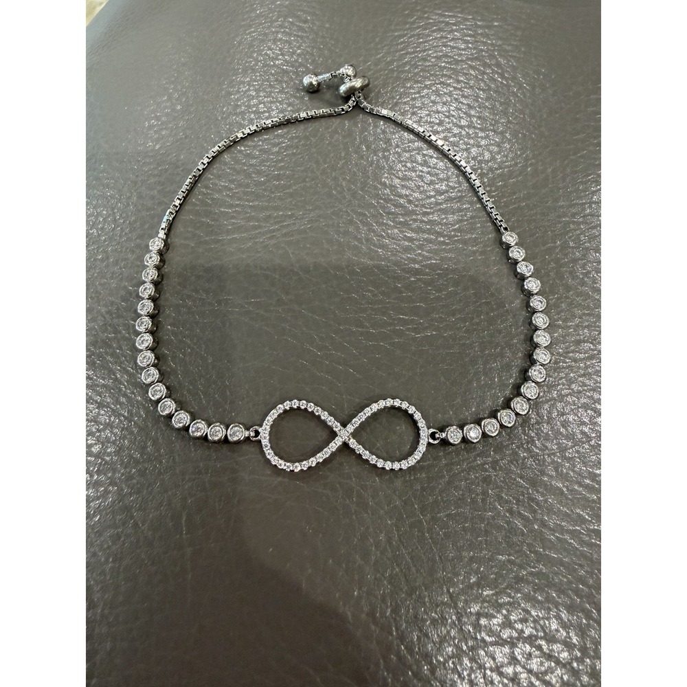 Sterling Silver CZ Infinity ADJUSTABLE Bracelet